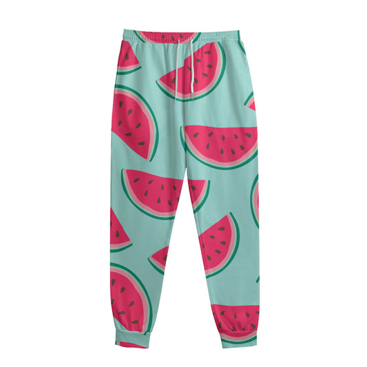 Blue Cute Watermelon Pattern Print Sweatpants