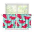 Blue Cute Watermelon Pattern Print Tier Curtains
