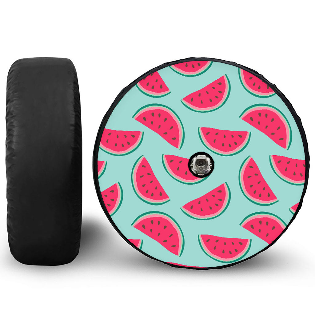 Blue Cute Watermelon Pattern Print Tire Cover With Camera Hole