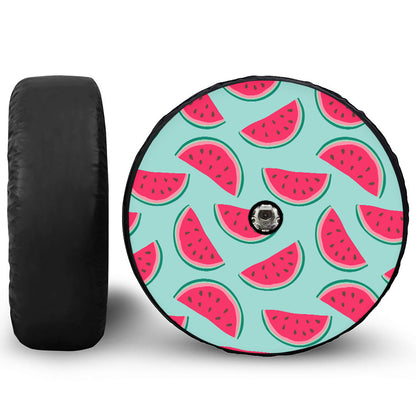 Blue Cute Watermelon Pattern Print Tire Cover With Camera Hole