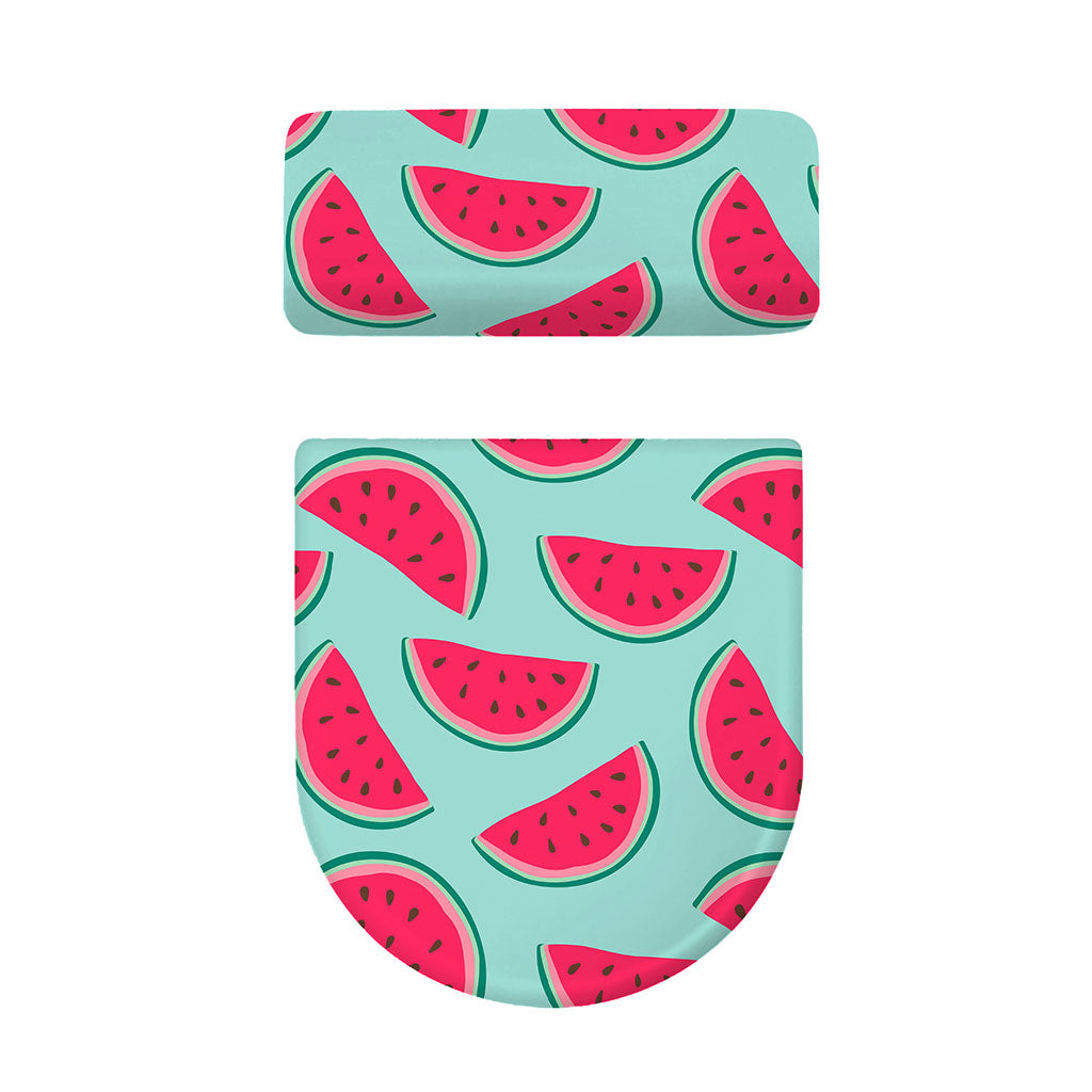 Blue Cute Watermelon Pattern Print Toilet Lid And Tank Cover Set