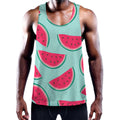 Blue Cute Watermelon Pattern Print Men's Workout Tank Top