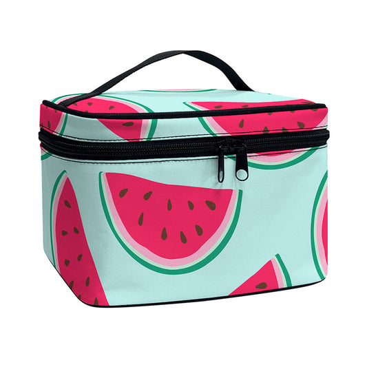 Blue Cute Watermelon Pattern Print Travel Makeup Bag