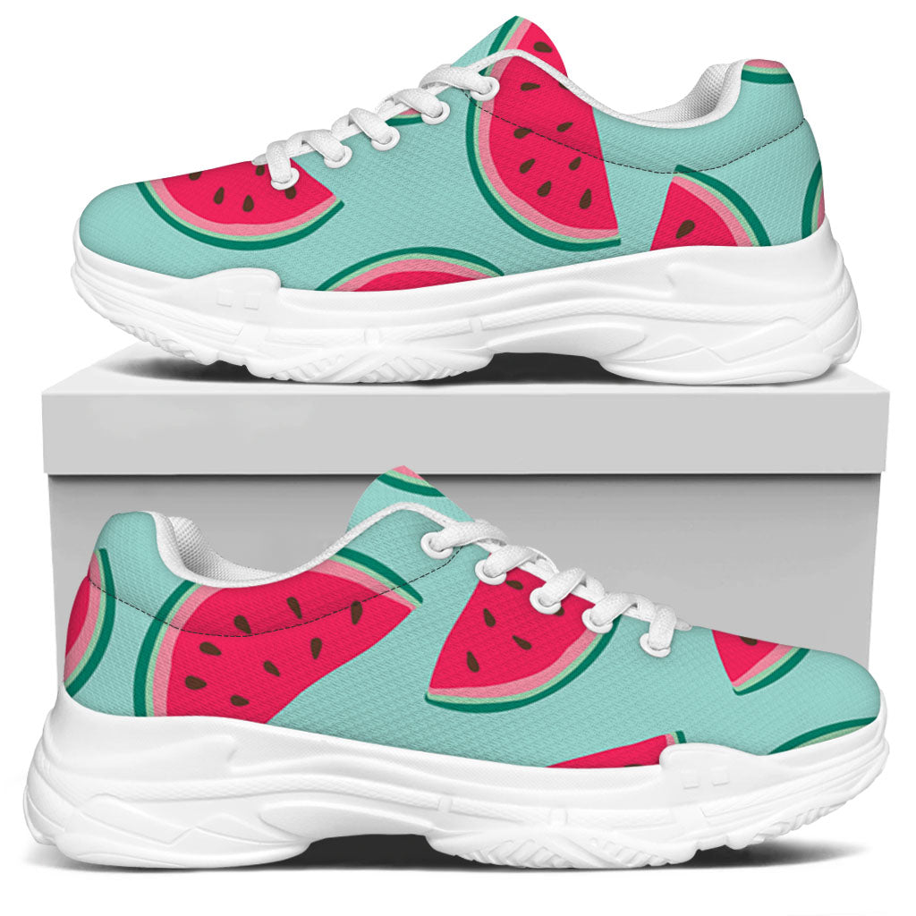 Blue Cute Watermelon Pattern Print White Chunky Shoes
