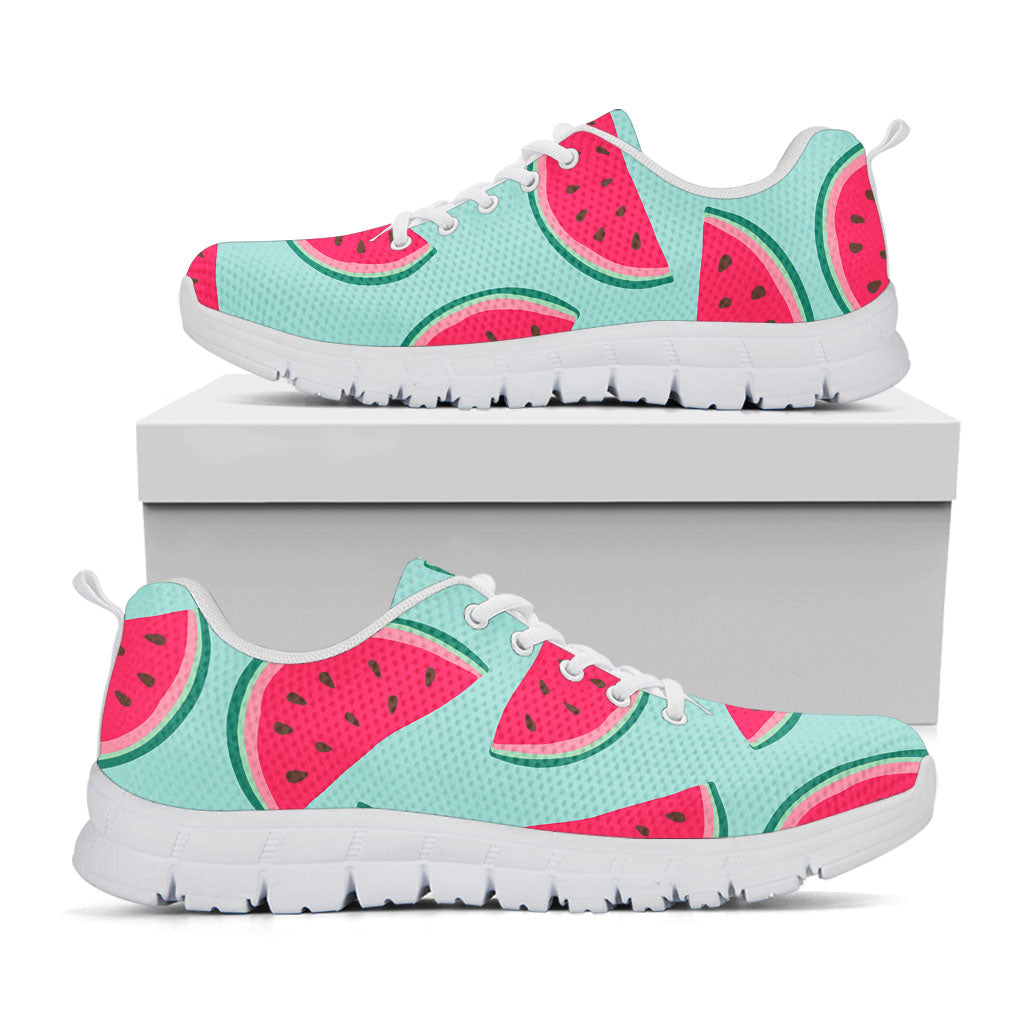 Blue Cute Watermelon Pattern Print White Running Shoes