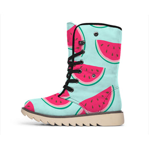 Blue Cute Watermelon Pattern Print Winter Boots