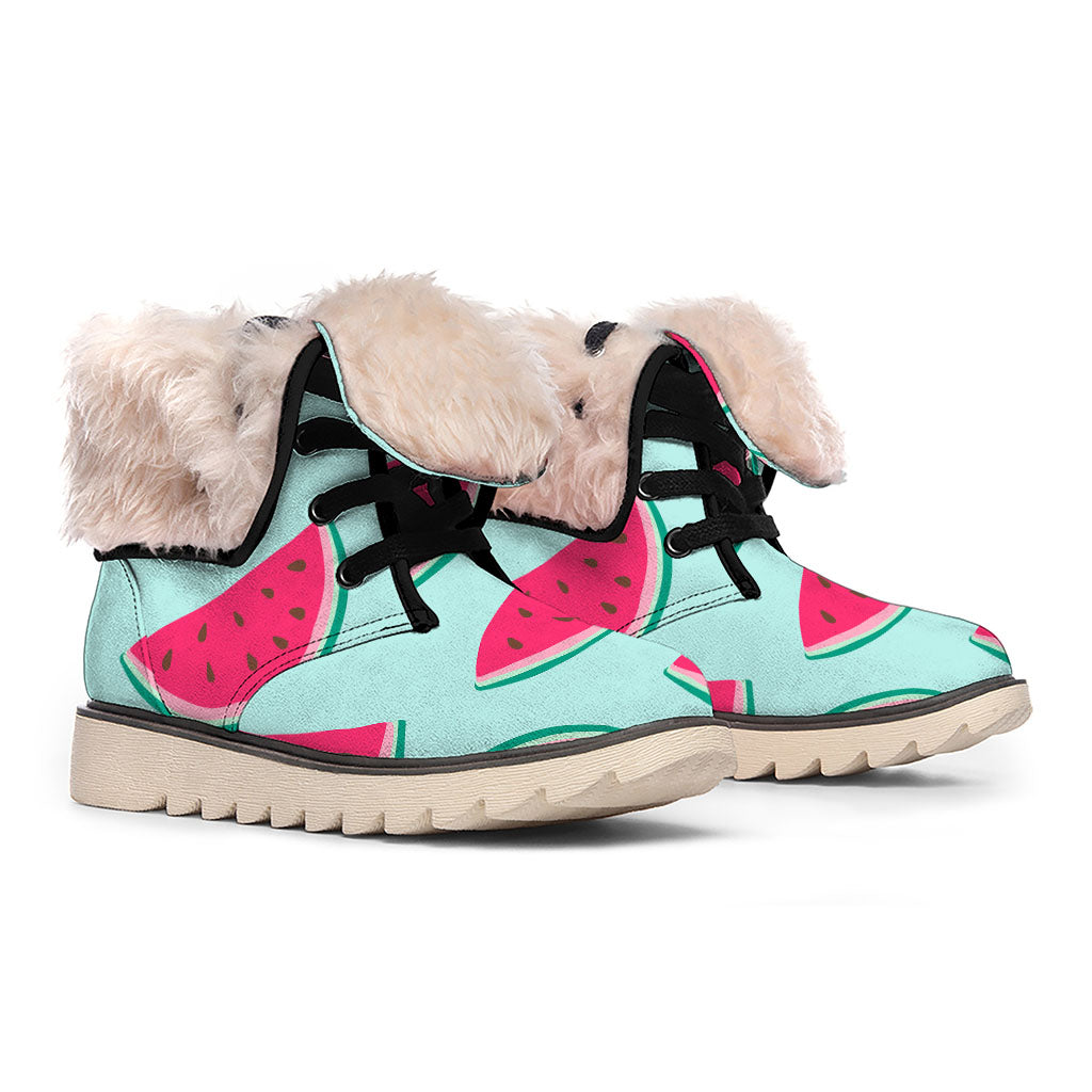 Blue Cute Watermelon Pattern Print Winter Boots