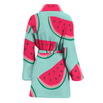 Blue Cute Watermelon Pattern Print Women's Bathrobe