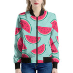 Blue Cute Watermelon Pattern Print Women's Bomber Jacket