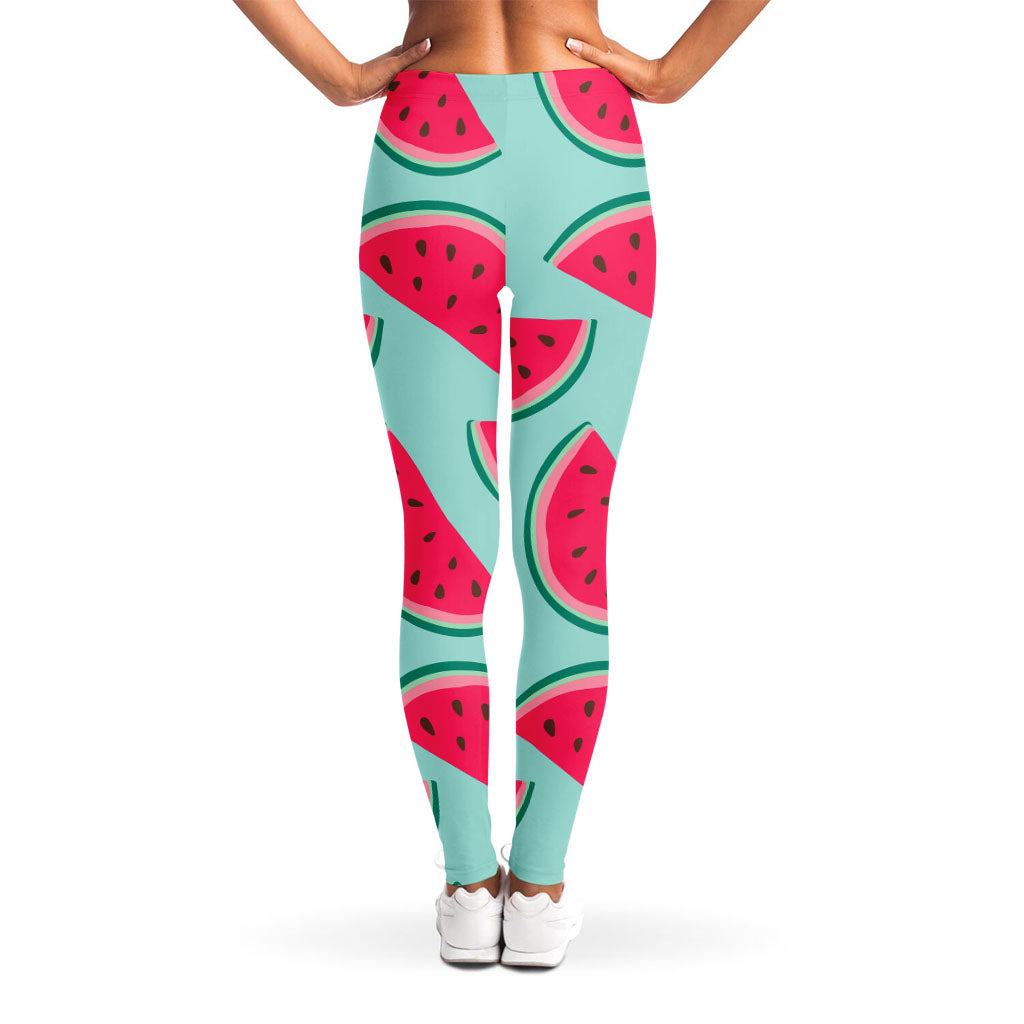 Blue Cute Watermelon Pattern Print Women's Leggings
