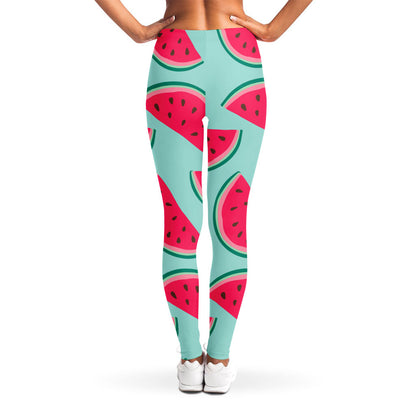 Blue Cute Watermelon Pattern Print Women's Leggings