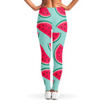Blue Cute Watermelon Pattern Print Women's Leggings