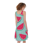 Blue Cute Watermelon Pattern Print Women's Sleeveless Dress