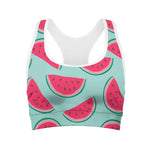 Blue Cute Watermelon Pattern Print Women's Sports Bra