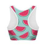 Blue Cute Watermelon Pattern Print Women's Sports Bra