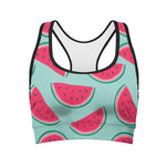 Blue Cute Watermelon Pattern Print Women's Sports Bra
