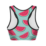 Blue Cute Watermelon Pattern Print Women's Sports Bra