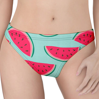 Blue Cute Watermelon Pattern Print Women's Thong