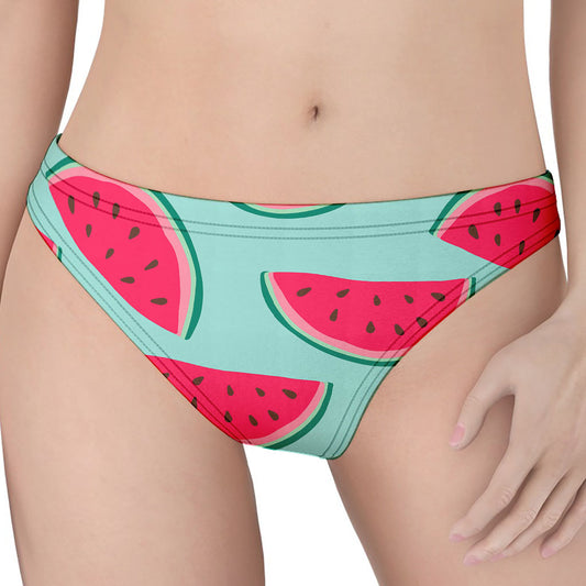 Blue Cute Watermelon Pattern Print Women's Thong