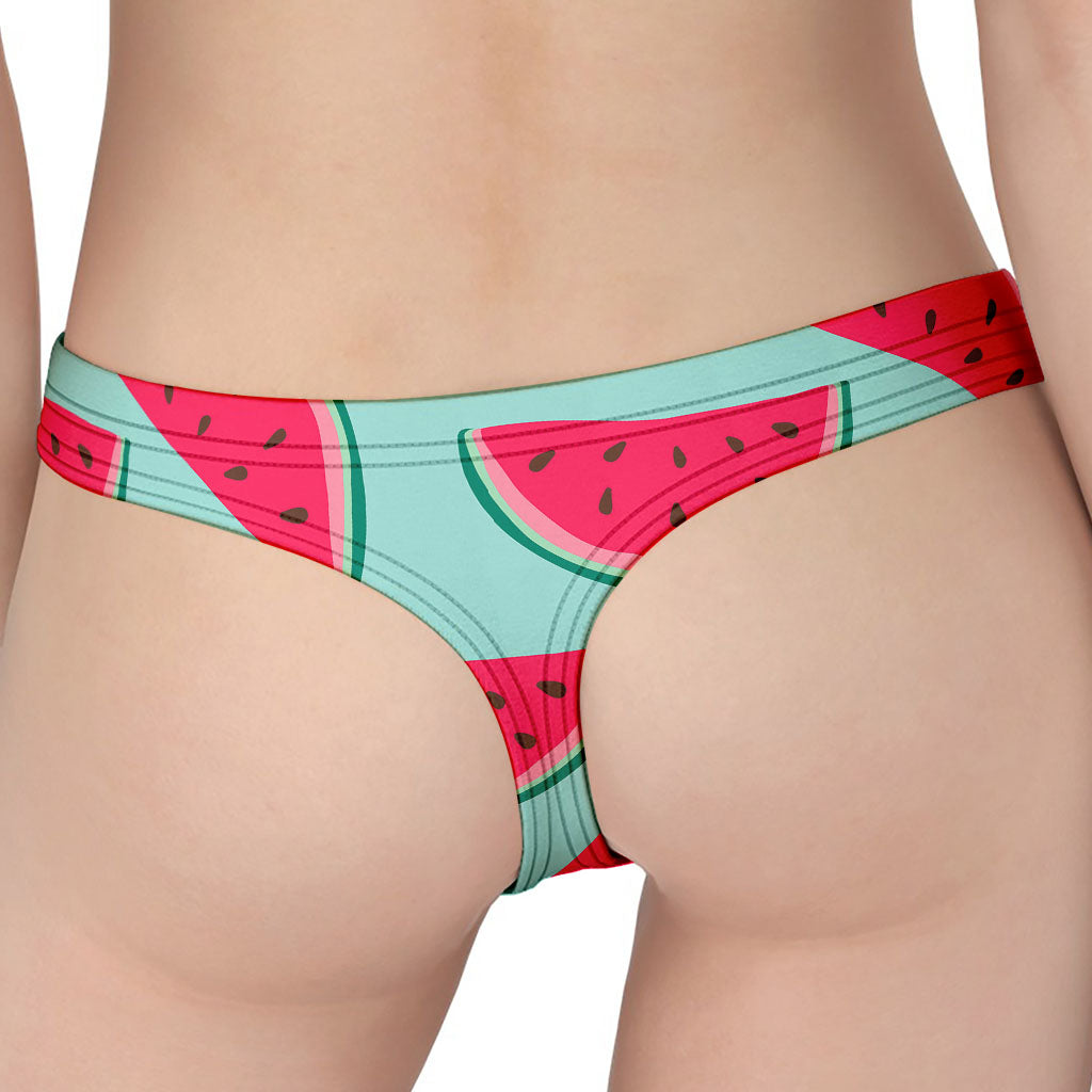 Blue Cute Watermelon Pattern Print Women's Thong