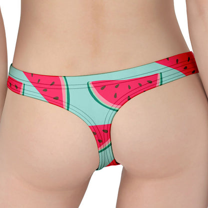 Blue Cute Watermelon Pattern Print Women's Thong