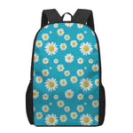 Blue Daisy Flower Pattern Print 17 Inch Backpack