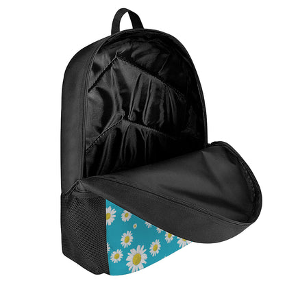 Blue Daisy Flower Pattern Print 17 Inch Backpack
