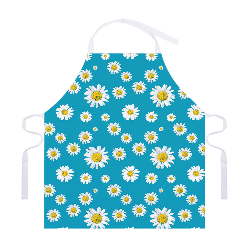 Blue Daisy Flower Pattern Print Adjustable Apron