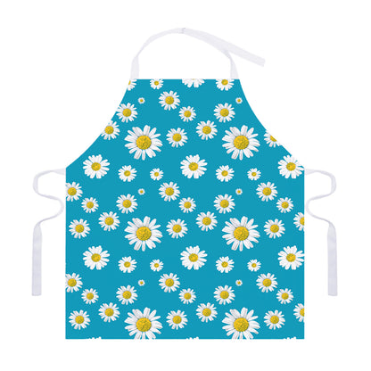 Blue Daisy Flower Pattern Print Adjustable Apron