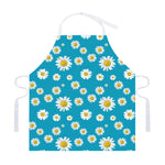 Blue Daisy Flower Pattern Print Adjustable Apron