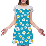 Blue Daisy Flower Pattern Print Adjustable Apron