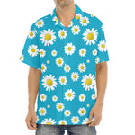 Blue Daisy Flower Pattern Print Aloha Shirt