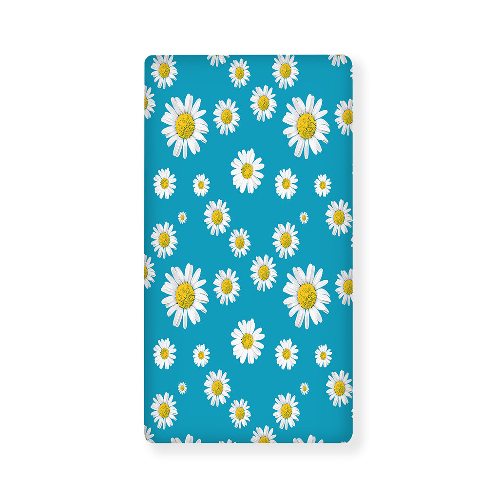Blue Daisy Flower Pattern Print Baby Crib Sheet