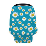 Blue Daisy Flower Pattern Print Baby Seat Cover