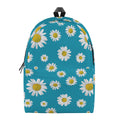 Blue Daisy Flower Pattern Print School Backpack