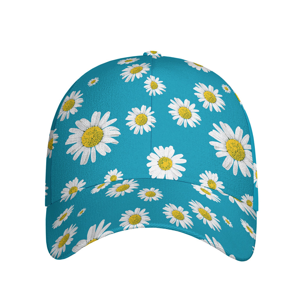 Blue Daisy Flower Pattern Print Baseball Cap