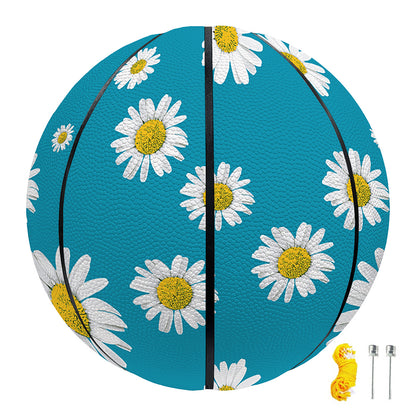 Blue Daisy Flower Pattern Print Basketball