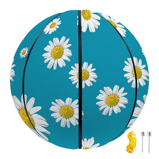 Blue Daisy Flower Pattern Print Basketball