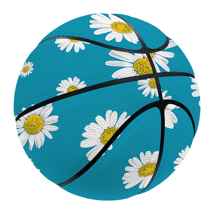 Blue Daisy Flower Pattern Print Basketball