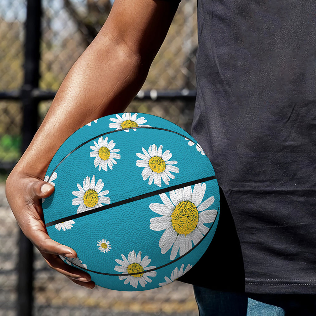 Blue Daisy Flower Pattern Print Basketball