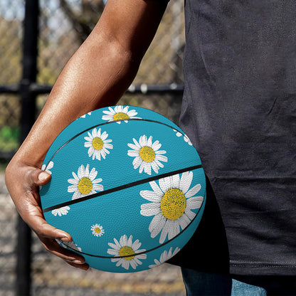 Blue Daisy Flower Pattern Print Basketball