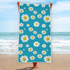 Blue Daisy Flower Pattern Print Beach Towel