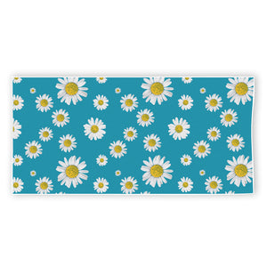 Blue Daisy Flower Pattern Print Beach Towel