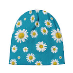 Blue Daisy Flower Pattern Print Beanie