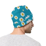 Blue Daisy Flower Pattern Print Beanie