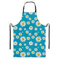 Blue Daisy Flower Pattern Print Bib Apron With Pocket