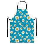 Blue Daisy Flower Pattern Print Bib Apron With Pocket