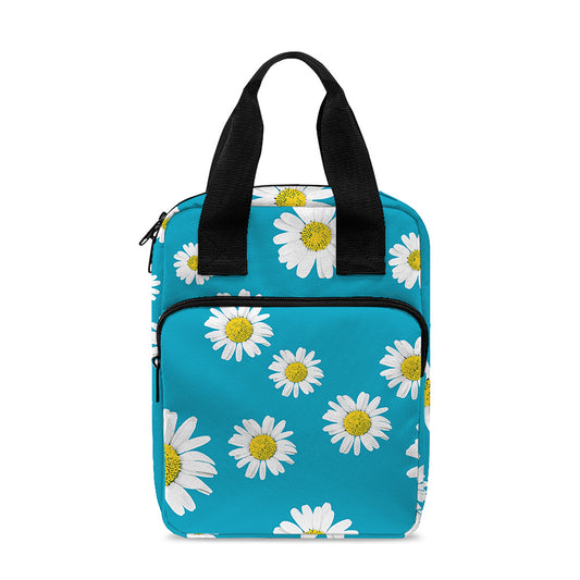 Blue Daisy Flower Pattern Print Bible Tote Bag
