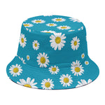 Blue Daisy Flower Pattern Print Bucket Hat