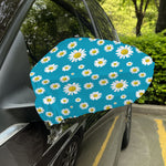 Blue Daisy Flower Pattern Print Car Side Mirror Covers